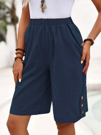 Cotton Linen Shorts Fifth Pants Women's Solid Color Casual Straight Pants