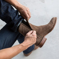 Side Zip Round Toe Men's Plus Size Motorcycle Boots