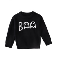 Boy's Cartoon Ghost Embroidered Long-sleeved Sweater