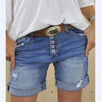 Women's Shorts Denim Straight Pants Black Dark Cotton Jeans
