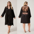 Plus-size Satin Lace Short Loungewear Womens Nightgown For Comfort