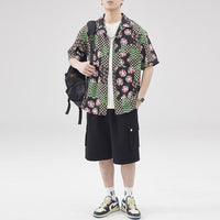 Retro Hawaiian Style Seersucker Short Sleeve Shirt Men