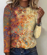 Comfortable Casual And Relaxed-fit With A 3D Print Cozy Sporty Long-sleeve Crew-neck T-shirt