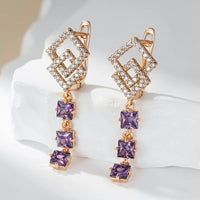 Simple Double Row Black And White Zircon Earrings
