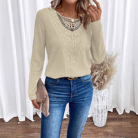 Ladies' Fashion Solid Color Lace Long Top