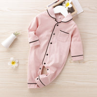Spring And Autumn Solid Color Baby Button Bodysuit