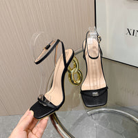 Thin Strap Square Toe Abnormal Shape Heels Catwalk High Heel Sandals