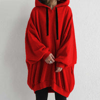 Women's Solid Color European And American Loose Sweater Fashion Hooded Zipper