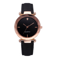 Fashionable Couples Waterdrop-Cut Diamond Frosted Leather Strap Quartz Rhombus Watch For Women