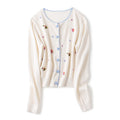 New Round Neck Handmade Embroidery Pure Cashmere Sweater Female