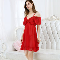 Sexy sling nightdress female lace perspective outfit