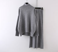 Women's Clothing Casual Sweater Wide Leg Pants Two-piece Set