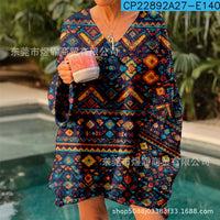 Printed Comfort And Casual V-neck Long Sleeve Sweaters Women's Clothing
