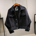 Spring And Autumn Korean Style Loose Denim Jacket Women's All-matching Batwing Sleeve Black