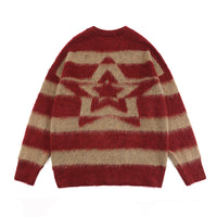 American-style Vintage Striped Mink Sweater