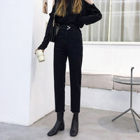 Straight loose high waist slim pants