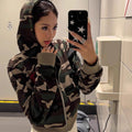 Women's Camouflage Hoodie Short SpringAutumn Coat