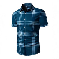 Men's Business Summer Wide Loose Shoulder Short Sleeve Single-breasted Shirt