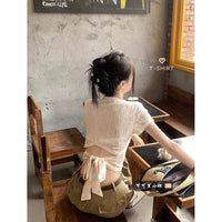 Women's Hollow-Out Strap Short-Sleeve Top