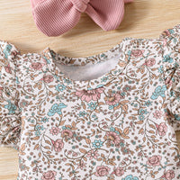 Girls Sweet Flower Flying Sleeve Top