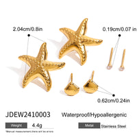 Stainless Steel Three-pair Set Of Zircon Starfish High-grade Shell Earrings