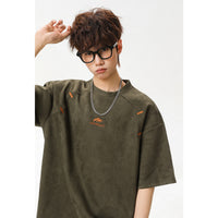 Structured Spliced Textured Short-Sleeve T-Shirt For Men