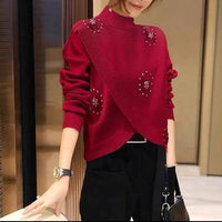 Women's Long-sleeved Sweater Fall Winter Fashion Half Turtleneck Loose All-matching Sweater