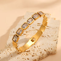 Fashionable Titanium Steel Vacuum-Plated Square Diamond Bracelet