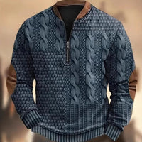 Men's Casual Checkered Printed Half Zip Hoodie