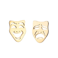 Simple Stainless Steel New Asymmetric Crying And Laughing Face Ear Bone Stud Halloween