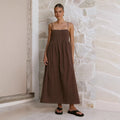 Summer Ribbed Solid Color Casual Midi Dress