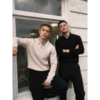 Old Money Style Knitted Sweater Men's Autumn Long Sleeve Outfit