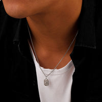 Fashion Minimalist Relief XINGX Square Plate Pendant Necklace Trendy Men