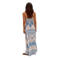 Shell-printed French-style High-waisted Full-skirted Slip Dress