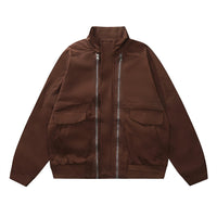 Loose Casual American Street Solid Color Long Sleeve Pilot Coat