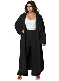Long Coat And Loose Casual Trousers Fashion Set