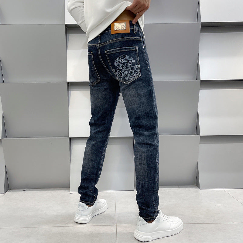 Men's Casual Slim Fit Straight Leg Elastic Jeans