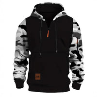 Stitching Hooded Men's Fashion Camouflage American Vintage Zipper Sweater