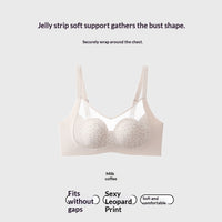 Pure Seduction Leopard Print Mesh Soft-Cushion Seamless Breathable Thin Cups Wireless Bra