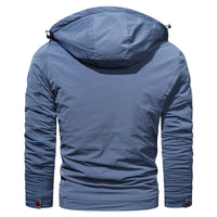 Hooded Men's Casual Coat Slim Solid Zipper Jacket