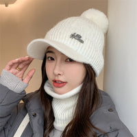 Ladies Rabbit Fur Plus Velvet Knitted Hat