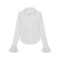French Horn Long Sleeve Waist-tight Niche Shirt Waist-tight Slimming Lace Up Top