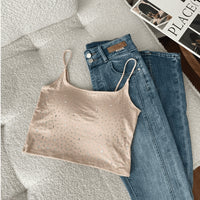 Womens High-waisted Midriff-baring Top With A Square Neckline Featuring A Double-layer Mesh Design
