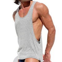 Men's Summer Solid Color Muscle Loose Printed Sleeveless Vest