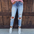 Women's Skinny Ripped Jeans Hand-worn