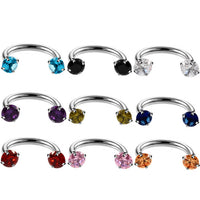 Stainless Steel Piercing Ornaments Round Double Zircon Nose Ring U-shaped Nose Ring