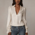 Fashionable And Elegant Long-Sleeve Solid-Color Casual Top For Women