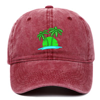 Coconut Embroidery Pattern Washed Old Soft Top Baseball Cap