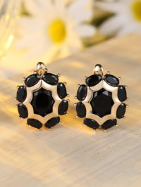 Egg Shaped Colored Zircon Polygonal Ear Buckle
