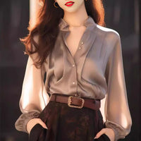 Chic And Beautiful Small Top Gray Shirt Women